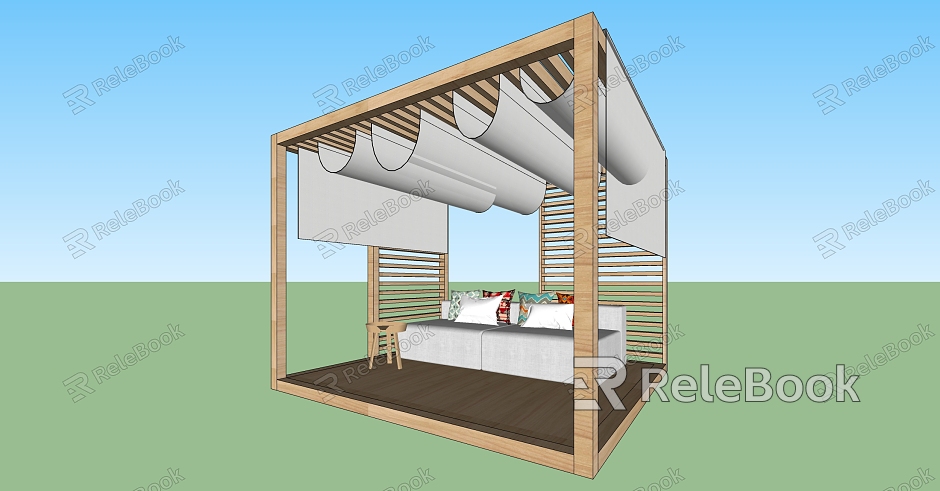 Modern gazebo solid wood outdoor leisure gazebo awning model