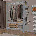 White Storage Rack for Organizing Hanging Clothes Folded Towels Handbags and Basket