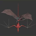 Game Movie Characters Flying Bat Like Creature With Wings And Red Lizard With Spiky Legs