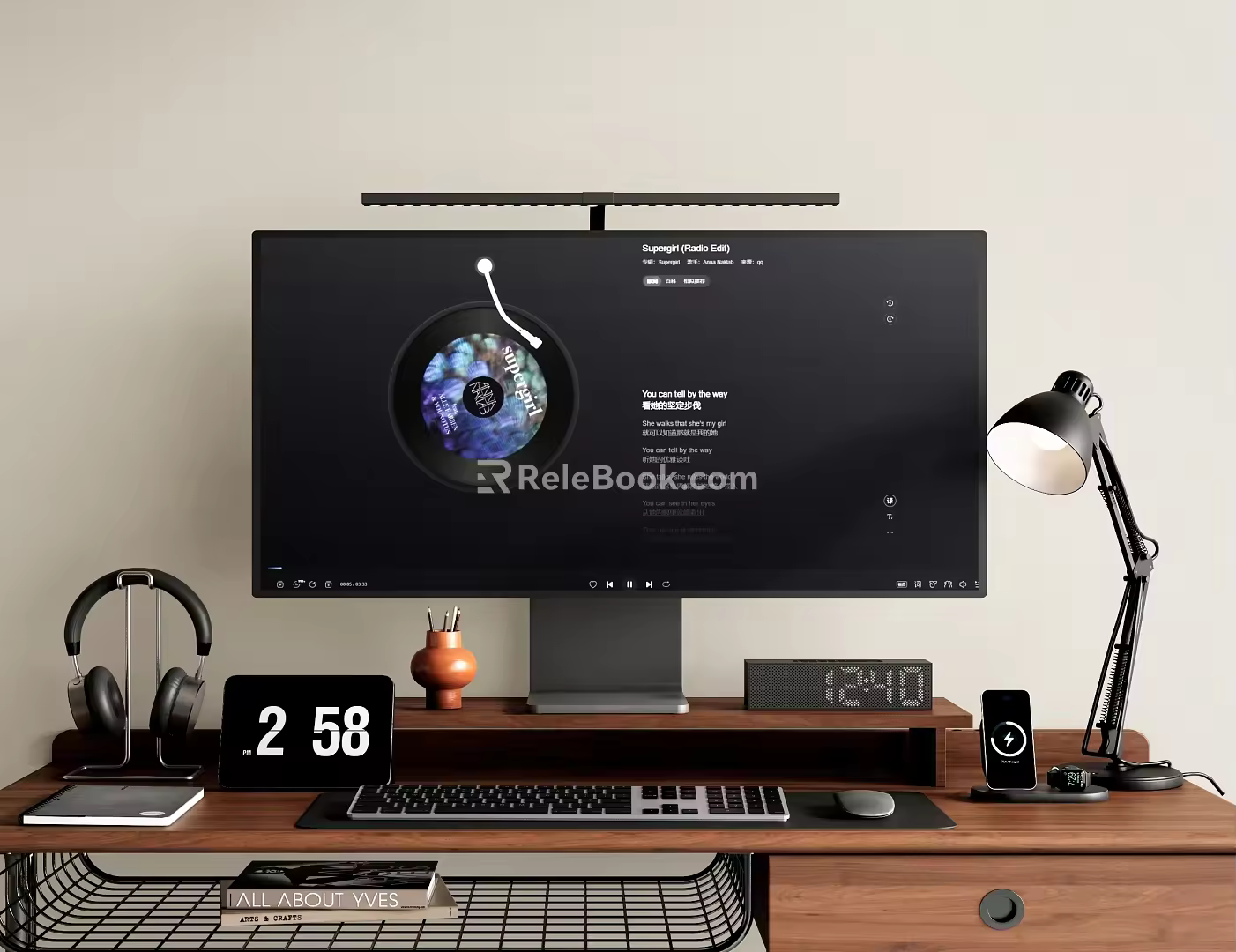 Computer desktop computer monitor digital combination 3d model