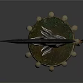 Curved Weapon Blade With Brown Decorative Handle And Metallic Sharp Edge Design