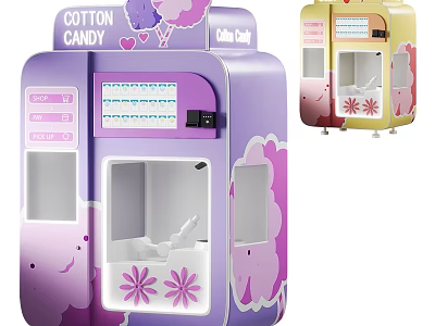 Commercial Cotton Candy Machine With Vibrant Purple And Yellow Design For Business Use 3d model