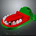 Crocodile Toy Figure with Green Body Red Mouth and White Sharp Teeth in Playful Design