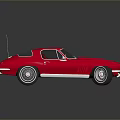 Red Classic Sports Car With Black Roof Sleek Design Shiny Wheels And Reflection