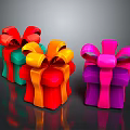 Assorted Color Gift Boxes With Large Decorative Bows For Home Use