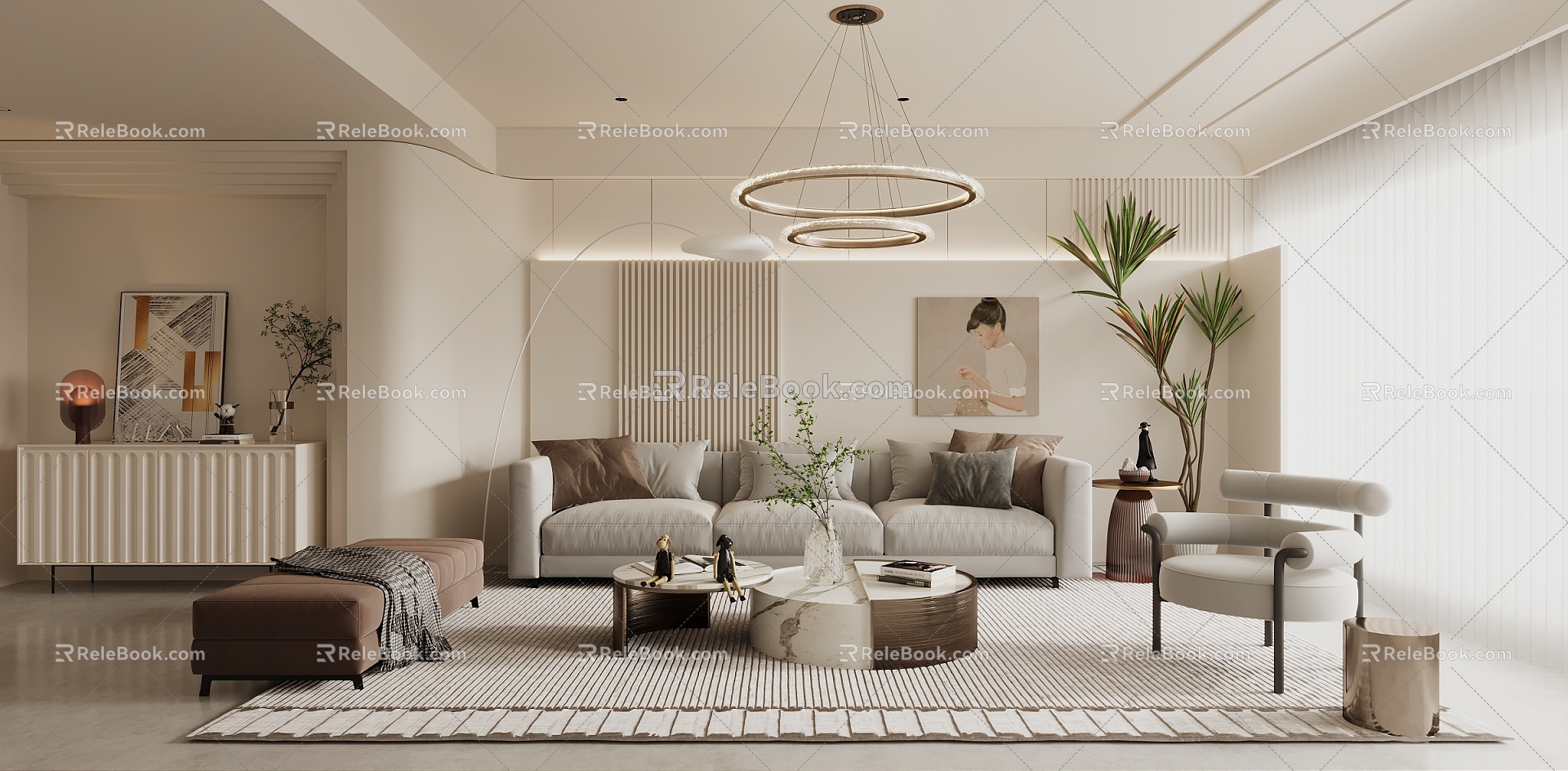 Modern living room fashion sofa combination 3d model