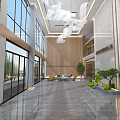 Elegant Modern Office Reception Lobby With Marble Feature Wall And Cozy Lounge Seating Area
