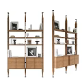 Modern Wooden Bookcase With Multiple Shelves Books Photo Frames And Decorative Items