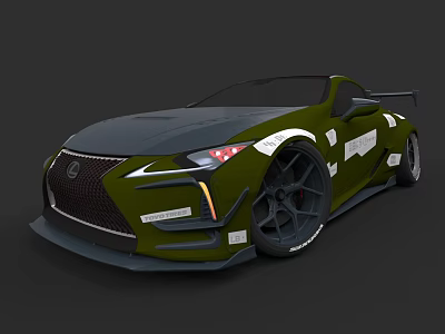 Green Modified Lexus Sports Car With Aerodynamic Body Kit And Large Black Wheels 3d model