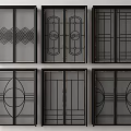 Stylish Sliding Doors With Various Decorative Patterns And Elegant Frame Designs 3d model
