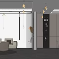 Modern Living and Dining Room Interior With Sofa Dining Table Chairs And Pendant Lights