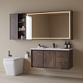 Vintage Bathroom Cabinet Washing Table Bathroom Cabinet Mirror Cabinet Toilet 3d model