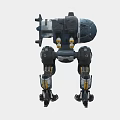 Mechanical Robot Character With Gray Black Body Red Eyes And Blue Luminous Limbs