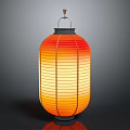 Orange Yellow Striped Lantern Shaped Pendant Light With Traditional Paper Illuminated Design