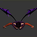 Purple Haired Fantasy Character With Black Purple Outfit Red Sleeves And Purple Wings