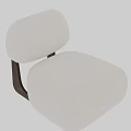 Soft Cream Lounge Chair With Plush Upholstery And Brown Wooden Frame