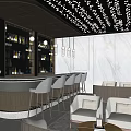 Modern Bar Interior Design With Bar Counter High Chairs Wine Racks And Ceiling Lights