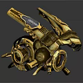 Golden Mechanical Creature With Intricate Robotic Structure And Gear Details