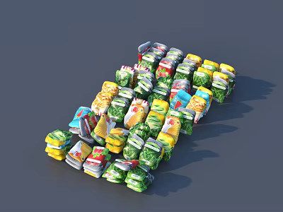 Commercial Equipment With Stacked Beverage Cans And Various Colors 3d model