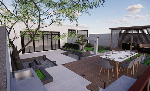 Roof Garden Modern Garden 3d model