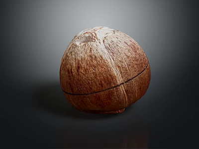 Fresh Whole Coconut Fruit with Natural Brown Husk and Smooth Surface 3d model