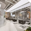 GL Hair Salon Interior Design With Illuminated Logo Reception Desk And Green Plants