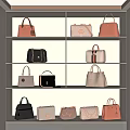 Elegant Shelf Display Of Various Designer Handbags In Different Colors And Styles
