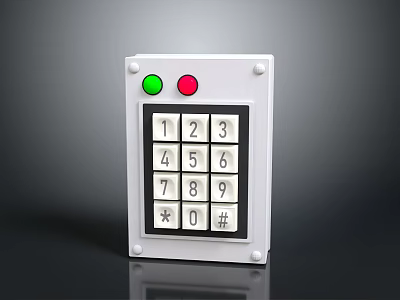 Hardware Tool Control Panel With Numeric Keypad Red Green Buttons And White Casing 3d model