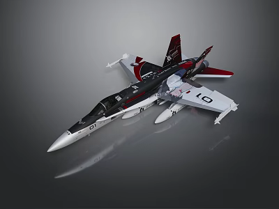 White Black Red Fighter Jet Model With Number 10 And Red Accent Wings Tail 3d model