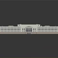 Scenic View of Classical White Building Featuring Green Roof Dome Columns and Water Reflection