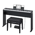 Black Electric Piano With Bench Music Stand And Pedal Set For Home Practice