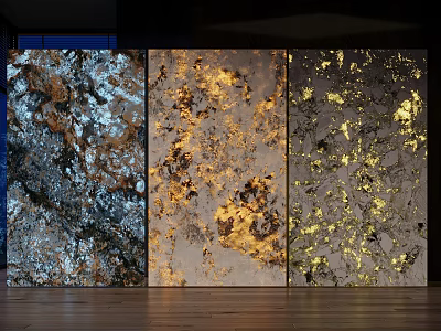 Artistic Wall Panels With Unique Textures In Interior 3d model