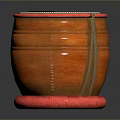 Traditional Carved Leather Drum With Red Trim White Head And Black Center