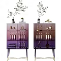 Modern Wine Cabinet With Glass Doors Displaying Wine Bottles Decorative Items And Green Plants