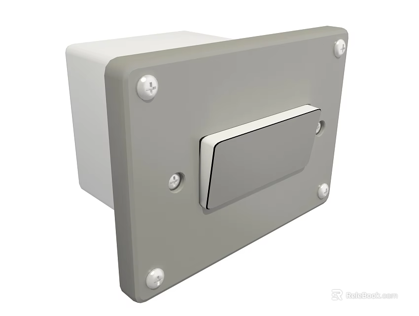 Gray Metal Hardware Tool Panel with Secure Screw Fastening and Rectangular Handle 3d model 