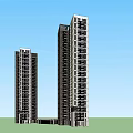 Modern High Rise Twin Residential Towers With Connected Structure And Balcony Design