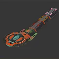 Futuristic Long Metallic Structure With Red Blue Accents Circular Front Segmented Design