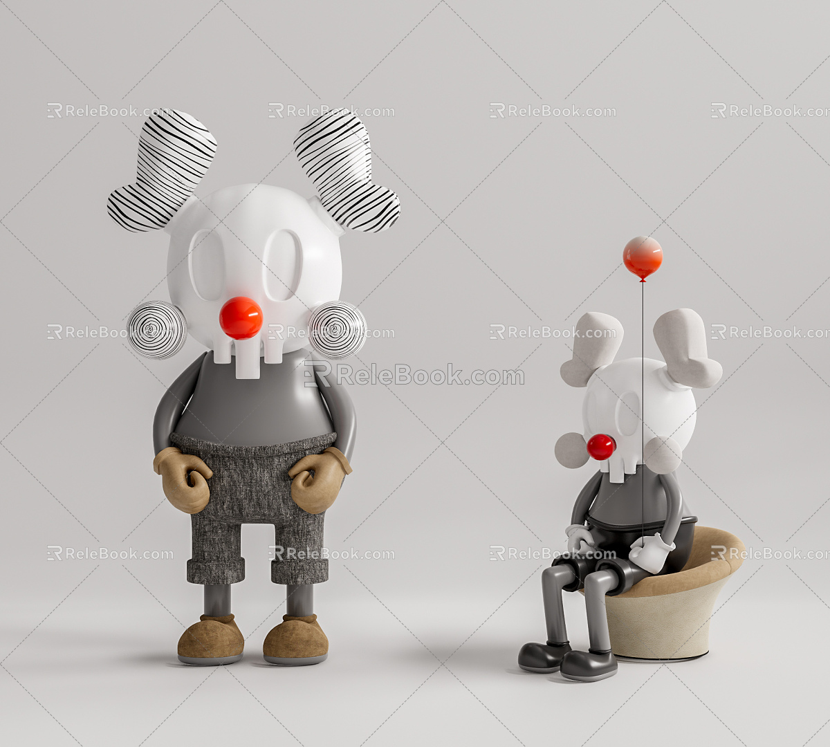 Modern ornaments Doll ornaments combination 3d model