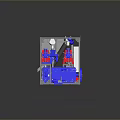 Industrial Tire Manufacturing Machine With Metal Frame And Blue Red Components