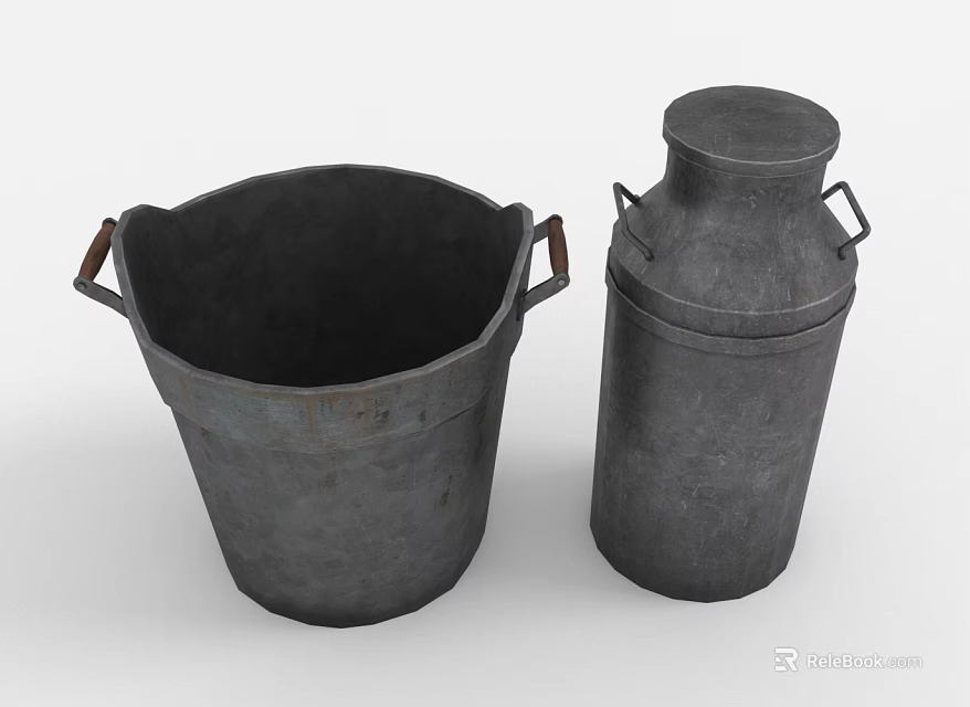 Washing Daily Use Metal Bucket With Handles And Lidded Container For Cleaning Supplies 3d model 
