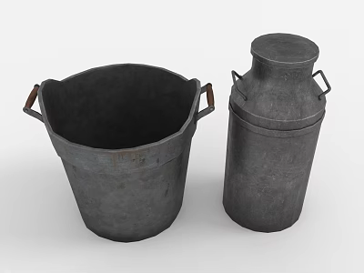 Washing Daily Use Metal Bucket With Handles And Lidded Container For Cleaning Supplies 3d model