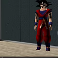 Goku and Frieza Action Figures with Red White Purple Outfits Against Gray Wall