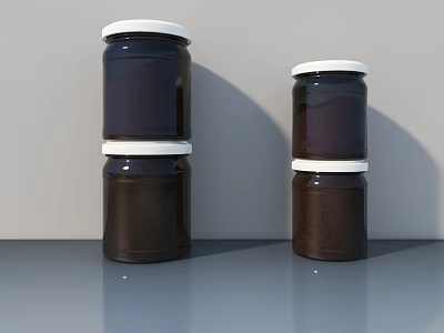Practical Daily Appliance Storage Jars Featuring Dark Glass And White Lids 3d model