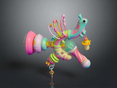 Colorful Baby Toy With Hanging Rattle Parts And Soft Textured Elements 3d model