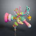 Colorful Baby Toy With Hanging Rattle Parts And Soft Textured Elements