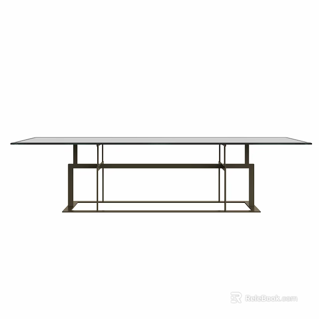 Modern Dining Table With Glass Top And Sleek Metal Frame Design Structure 3d model