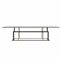 Modern Dining Table With Glass Top And Sleek Metal Frame Design Structure 3d model
