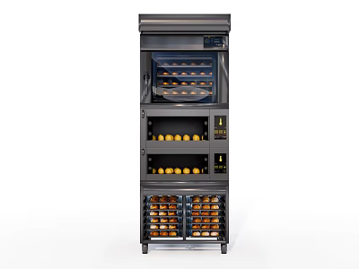 Multi Layer Kitchen Appliance With Transparent Door And Baking Items Inside 3d model