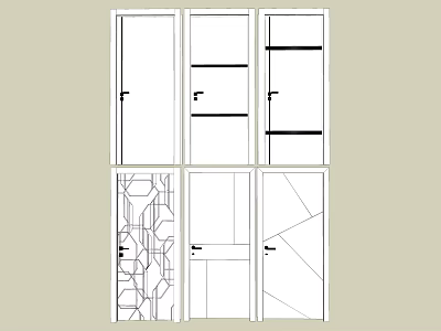 Modern Flat Door Solid Wooden Door 3d model