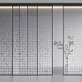 Modern Sliding Doors With Black Metal Frame Perforated Panels And Green Plant